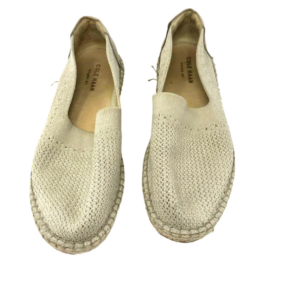 Cole Haan size 7 B 21292 grand os slip on flats sparkly taupe knit espadrille - Picture 9 of 13